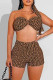 Brown Fashion Sexy Print Letter Strapless Sleeveless Three Pieces