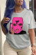 Grey Fashion Street Print Patchwork O Neck T-Shirts