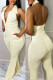 Apricot Sexy Solid Patchwork Buckle Turndown Collar Straight Jumpsuits