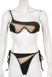 Black Sexy Leopard Hollowed Out Swimwears