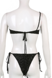 Black Sexy Leopard Hollowed Out Swimwears