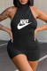 Black Fashion Casual Print Backless Halter Rompers