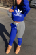 Blue Casual Print Letter O Neck Long Sleeve Two Pieces