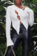 White Sexy Solid Patchwork One Shoulder Tops