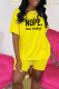 Yellow Casual Print Patchwork O Neck Short Sleeve Two Pieces