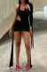 Black Sexy Solid Tassel Halter Irregular Dress Dresses