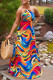 Colour Fashion Sexy Print Backless O Neck Sleeveless Dress