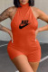Orange Fashion Casual Print Backless Halter Rompers