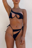 Black Sexy Leopard Hollowed Out Swimwears