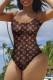 Brown Fashion Sexy Print Letter Swimwears