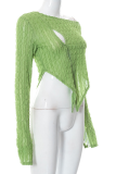 White Sexy Solid Patchwork One Shoulder Tops