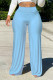 Blue Casual Solid Patchwork High Waist Straight Solid Color Bottoms