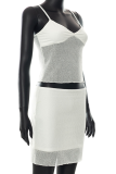 White Sexy Solid Mesh Spaghetti Strap Sleeveless Two Pieces