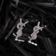 Silver Fashion Street Letter Hot Drill Earrings