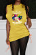 Fluorescent Green Street Print Bandage Hollowed Out Patchwork O Neck Dresses