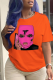 Orange Fashion Street Print Patchwork O Neck T-Shirts