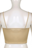 Apricot Sexy Print Patchwork Spaghetti Strap Tops