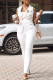 White Fashion Work Print Patchwork Turn-back Collar Sleeveless Two Pieces