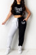 Black Fashion Casual Sportswear Letter Print Patchwork O Neck Sleeveless Two Pieces