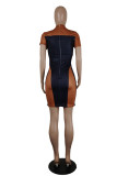 Red Fashion Casual Patchwork Basic O Neck Short Sleeve Dress Dresses