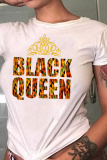 Red Fashion Street Print Patchwork Letter O Neck T-Shirts