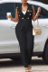 Black Fashion Work Print Letter Turn-back Collar Sleeveless Two Pieces