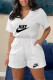 White Fashion Casual Print Letter V Neck Rompers