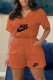 Orange Fashion Casual Print Letter V Neck Rompers
