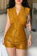 Khaki Sexy Solid Patchwork Turndown Collar Skinny Rompers