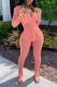 Pink Casual Solid Patchwork Turndown Collar Long Sleeve Two Pieces