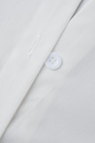 Beige Fashion Casual Solid Patchwork Turndown Collar Shirt Dress Dresses