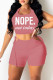 Pink Fashion Casual Letter Print Bandage Hollowed Out O Neck Sleeveless Two Pieces