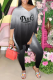 Black Casual Gradual Change Patchwork V Neck Half Sleeve Two Pieces