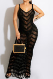 Rose Red Sexy Solid Tassel Hollowed Out Patchwork Swimwears Cover Up