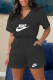 Black Fashion Casual Print Letter V Neck Rompers