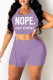 Purple Fashion Casual Letter Print Bandage Hollowed Out O Neck Sleeveless Two Pieces