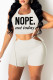White Fashion Casual Letter Print Bandage Hollowed Out O Neck Sleeveless Two Pieces