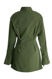 Beige Fashion Casual Solid Patchwork Turndown Collar Shirt Dress Dresses