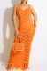 Orange Sexy Solid Tassel Hollowed Out Patchwork Swimwears Cover Up