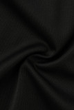 Black Sexy Casual Print Basic O Neck Sleeveless Two Pieces