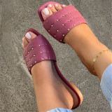 Pink Fashion Casual Rivets Patchwork Solid Color Round Comfortable Shoes