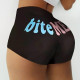 Black Fashion Casual Letter Print Basic Skinny High Waist Shorts