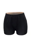 Black Fashion Casual Letter Print Basic Skinny High Waist Shorts