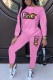 Pink Casual Patchwork Embroidered O Neck Long Sleeve Two Pieces