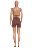 Red Sexy Casual Print Backless Spaghetti Strap Sleeveless Two Pieces