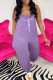 Purple Casual Street Print Patchwork Spaghetti Strap Straight Jumpsuits