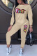 Khaki Casual Patchwork Embroidered O Neck Long Sleeve Two Pieces