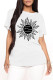 White Fashion Casual Print Basic O Neck T-Shirts