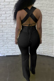 Red Sexy Solid Bandage Hollowed Out Patchwork Asymmetrical V Neck Sleeveless Two Pieces