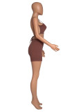 Red Sexy Casual Print Backless Spaghetti Strap Sleeveless Two Pieces